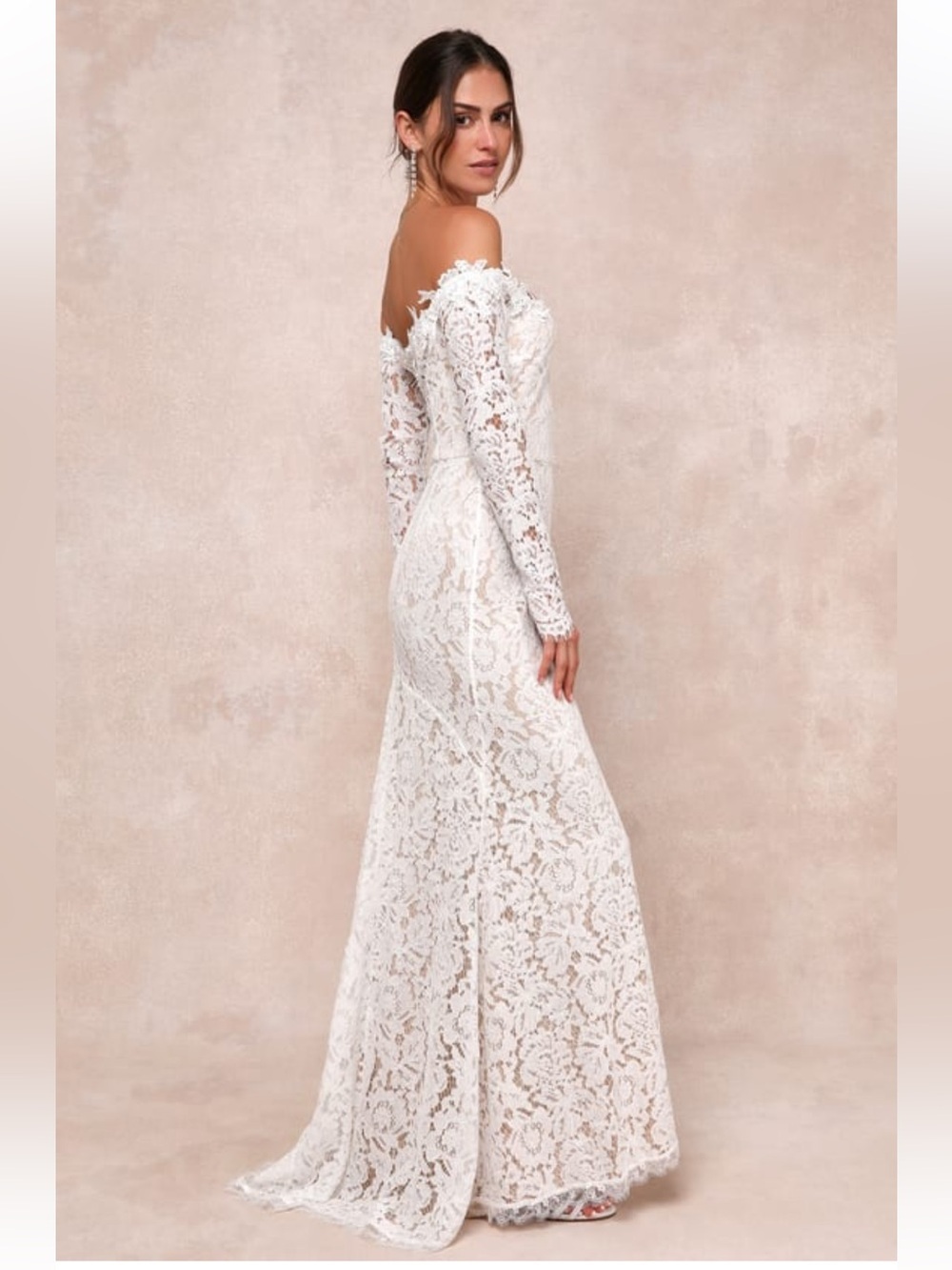 NWT Lulus Romance Dreamer White Lace Off-the-Shoulder Maxi Dress - Picture 3 of 12